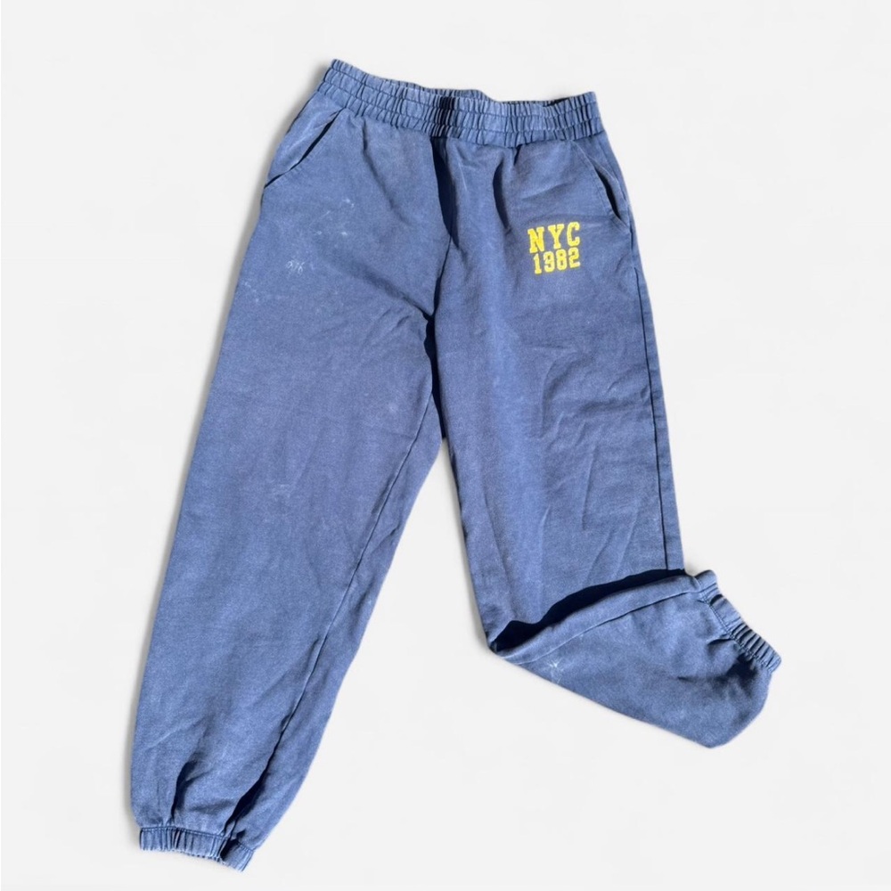 Zara Blue Joggers with Yellow NYC Print